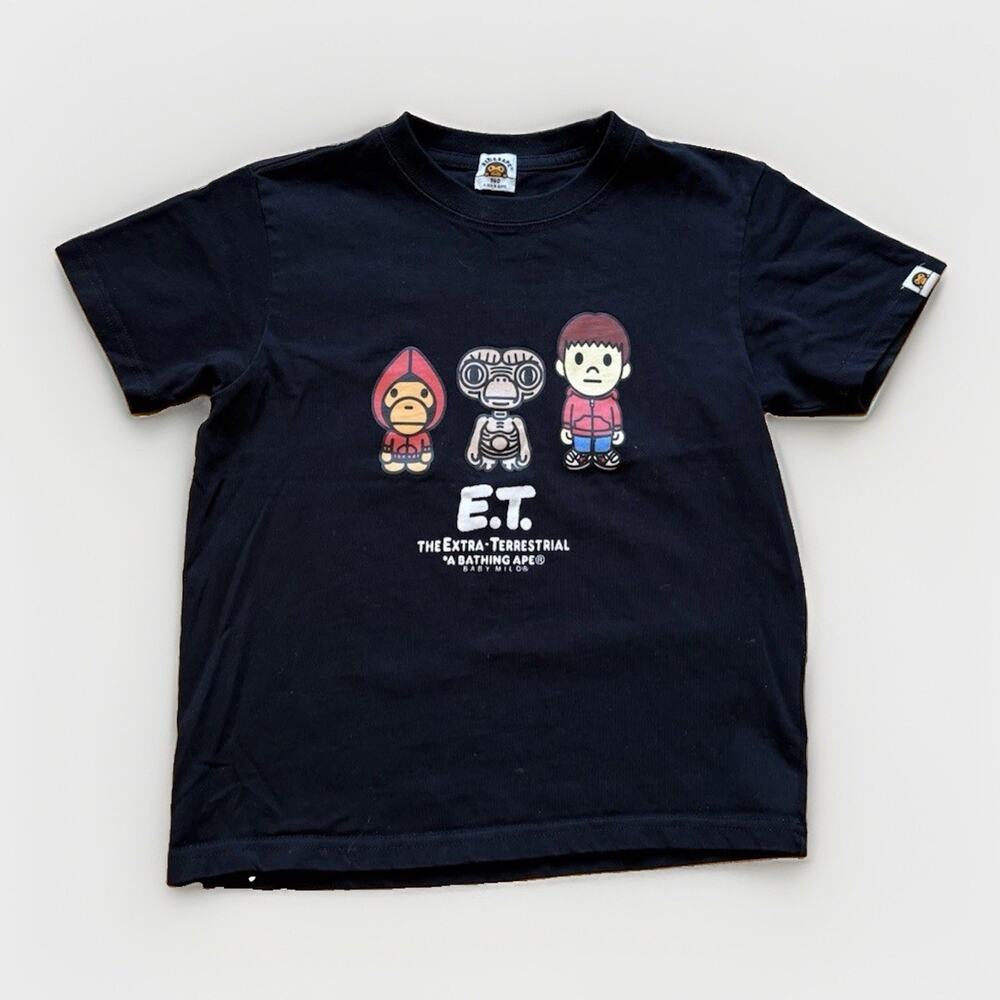 BAPE x E.T. Kids Baby Milo Black T-Shirt Size 110 Kids 4T/5T Streetwear Collab